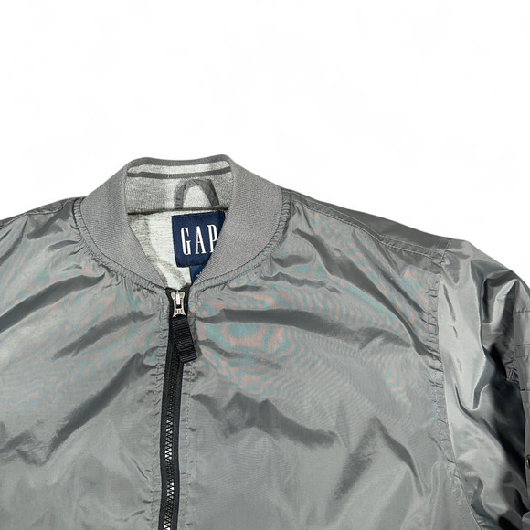 Vintage Gap Jacket Adult SMALL Gray Bomber MA1 Flight Nylon Military Y2K 90s - Picture 2 of 10